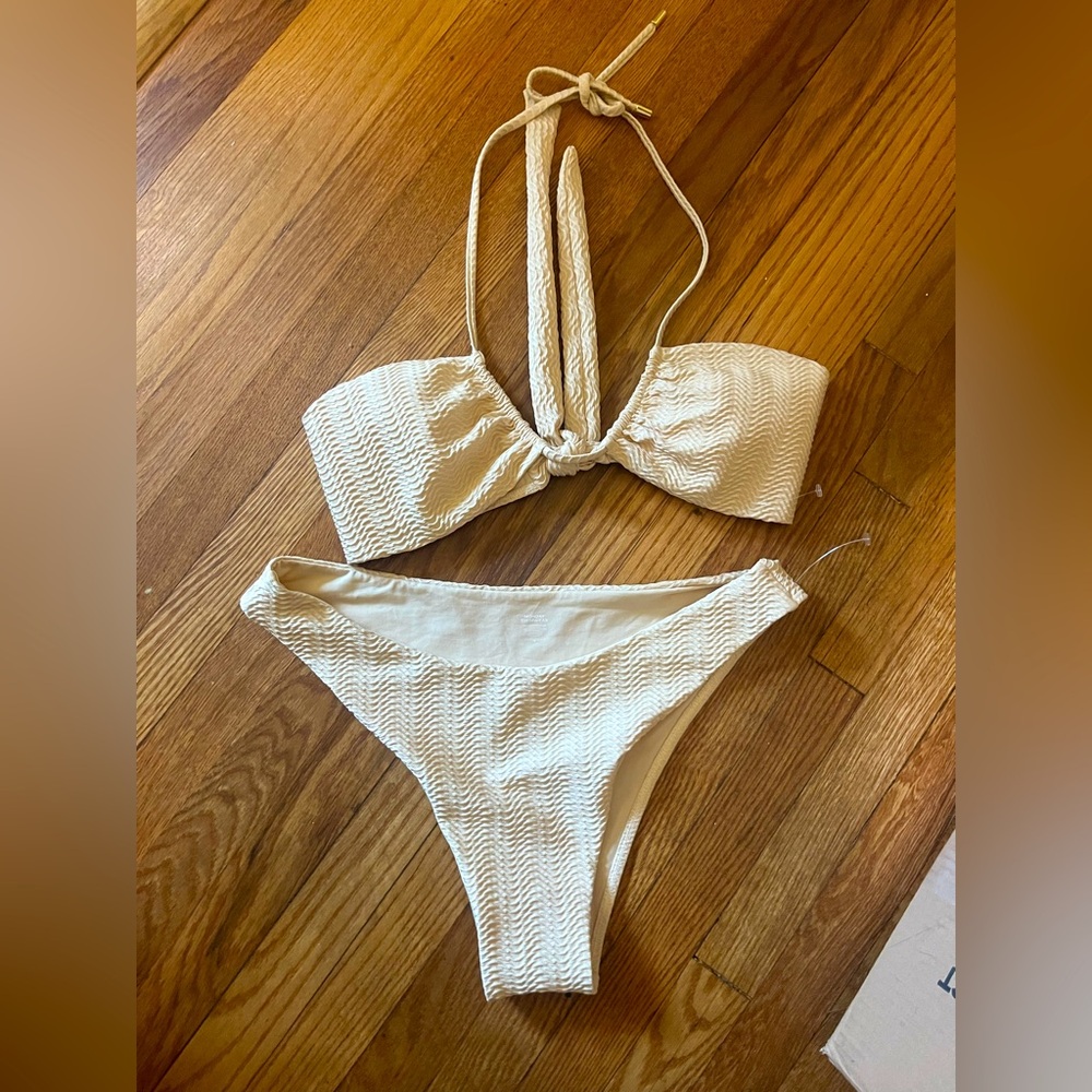 Monday Swimwear Cream Textured Bikini Set copacabana , Byron